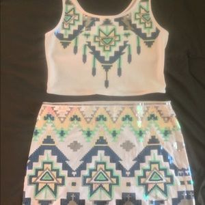 Two piece skirt and crop top